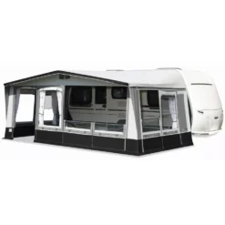 Caravan-Vorzelt Brand Atrium 300 -Campingzelt brand atrium 300 tuerposition ganz links 2 front 1 seitenelement zu balkonblende abgeklappt 1000 2 23644